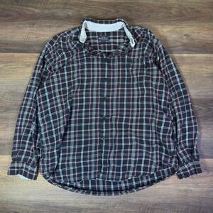Woolrich Plaid Button Up Shirt Mens Large Black Red Flannel
